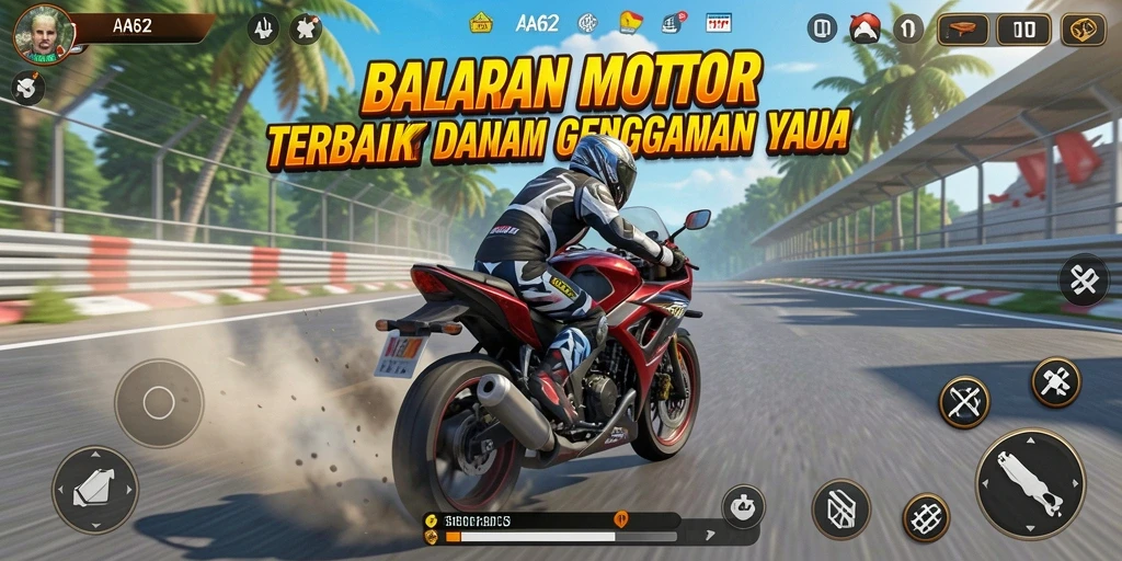 Gameplay seru balapan motor di AA62 dengan grafik memukau.