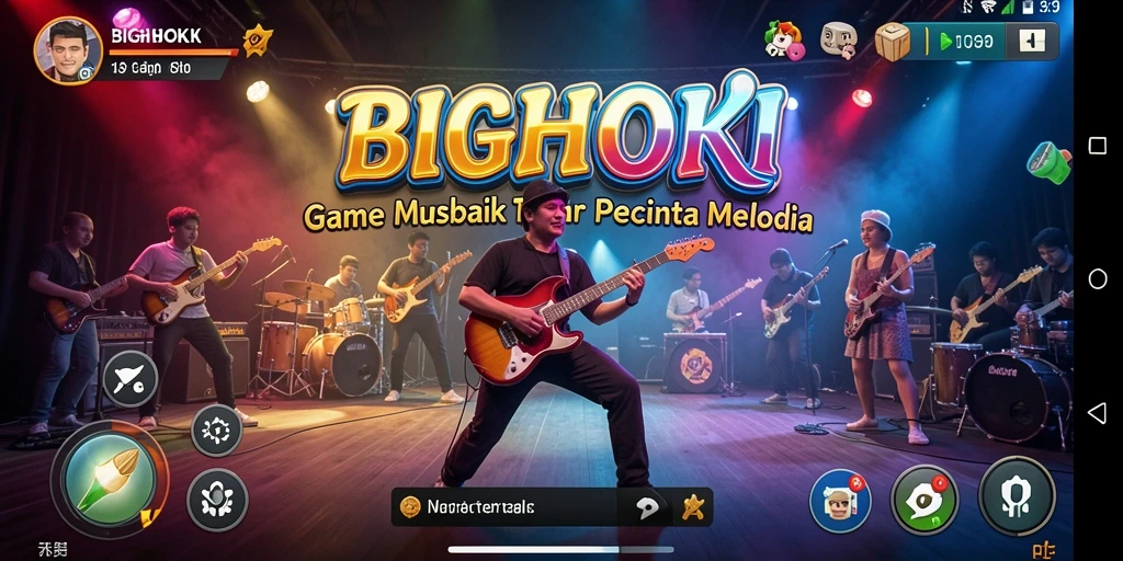 Tampilan gameplay BIGHOKI yang menampilkan fitur musik interaktif.