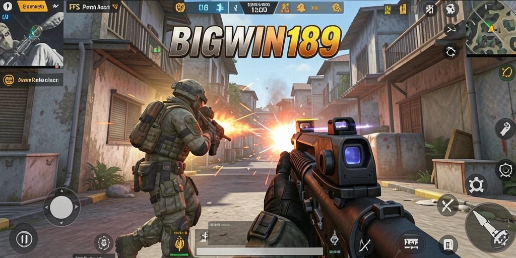 Tampilan gameplay intens dari BIGWIN189 saat aksi tembak-menembak.