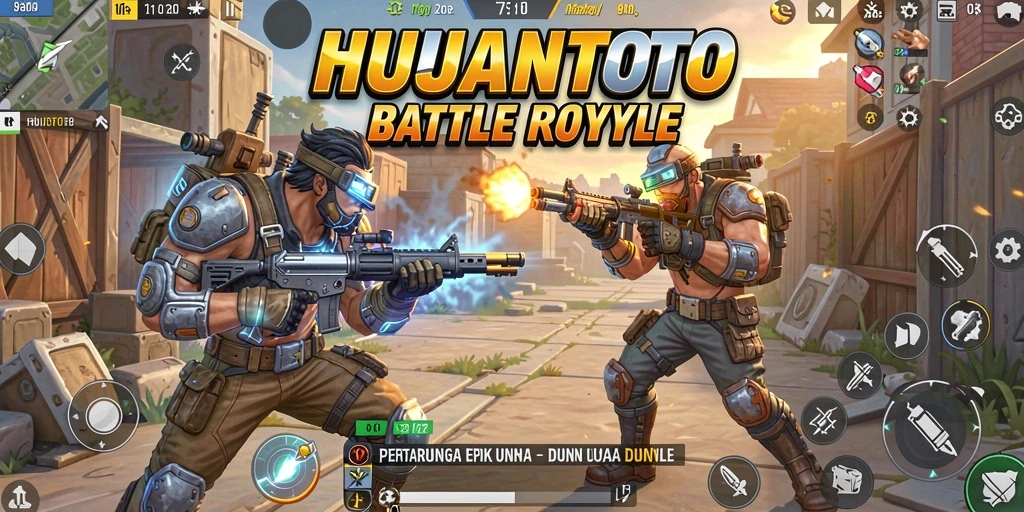 Tampilan gameplay menegangkan dalam HUJANTOTO Battle Royale.