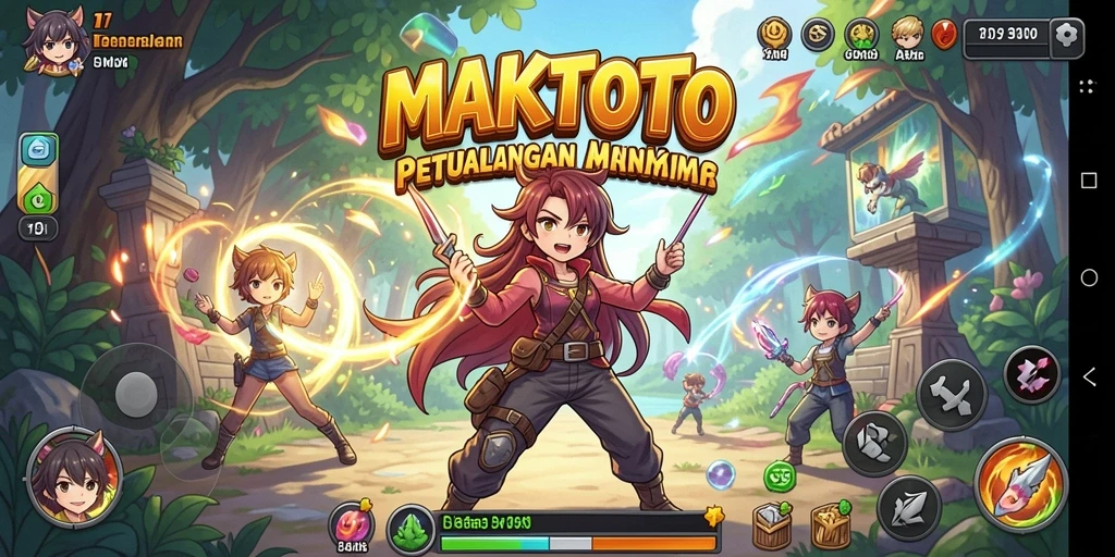 Tampilan gameplay seru dari MAKTOTO dengan karakter anime yang menawan.