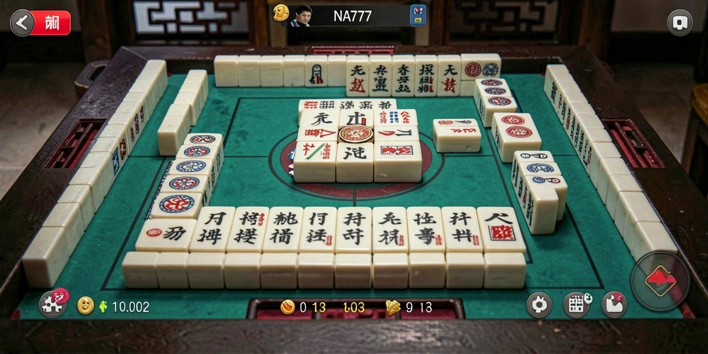 Tampilan gameplay seru di NA777 dengan ubin Mahjong berwarna-warni.