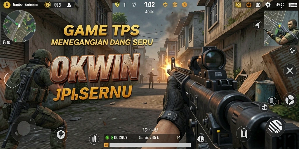 Tampilan seru gameplay OKWIN di tengah pertempuran TPS.