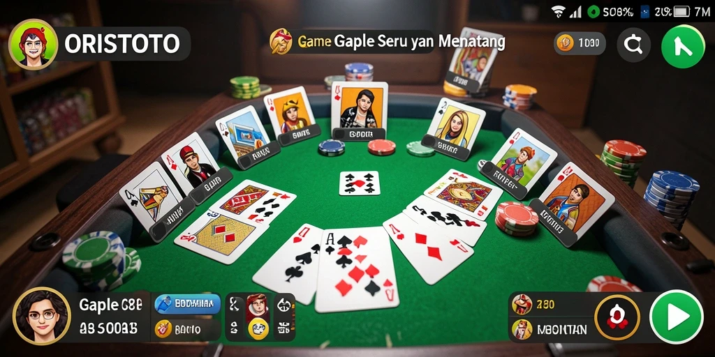 Tampilan menarik dari gameplay Gaple di ORISTOTO.