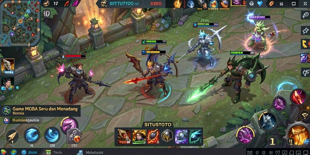 Screenshot utama SITUSTOTO menampilkan aksi seru dalam gameplay MOBA.