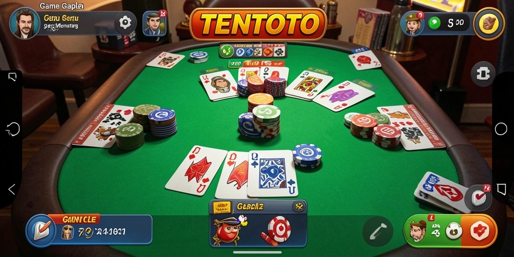 Screenshot gameplay TENTOTO yang menampilkan keseruan bermain Gaple.